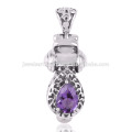 Purple Amethyst and Pearl Gemstone 925 Sterling Silver Pandent